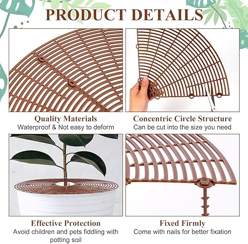 Miniatura 5 de YGAOHF 5 fundas de rejilla para macetas de 20.8 pulgadas, cubierta de rejilla cortable con 60 estacas, protector de suelo grande de plástico para