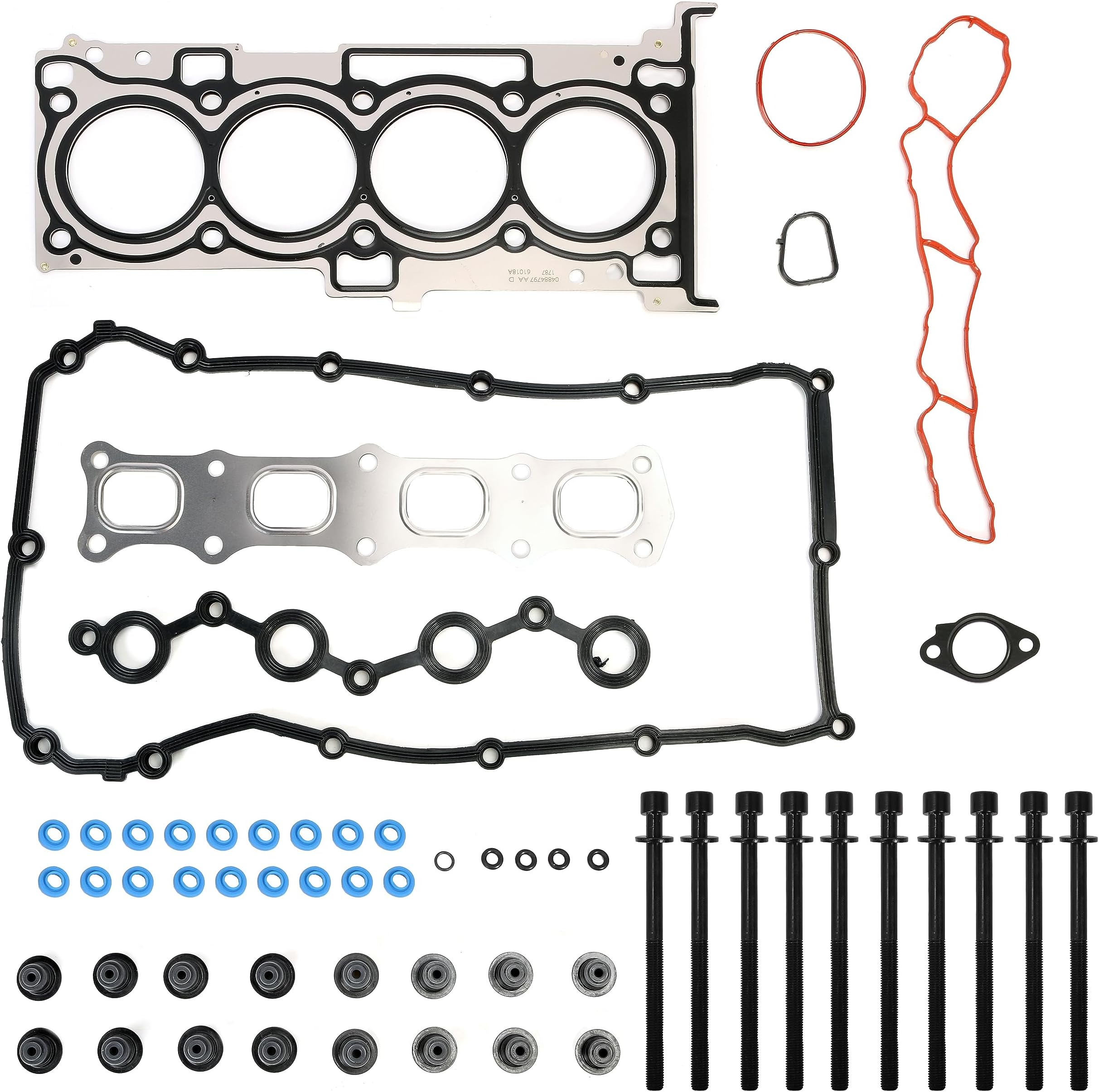 Head Gasket Set with Bolts, 2.4L, 2007-2016 for Chrysler 200/Sebring, 2008-2014 for Dodge Avenger/Journey, 2007-2016 for Jeep Compass/Patriot/Compass 2.4L DOHC L4 16V HS26332PT ES72267(57PC)