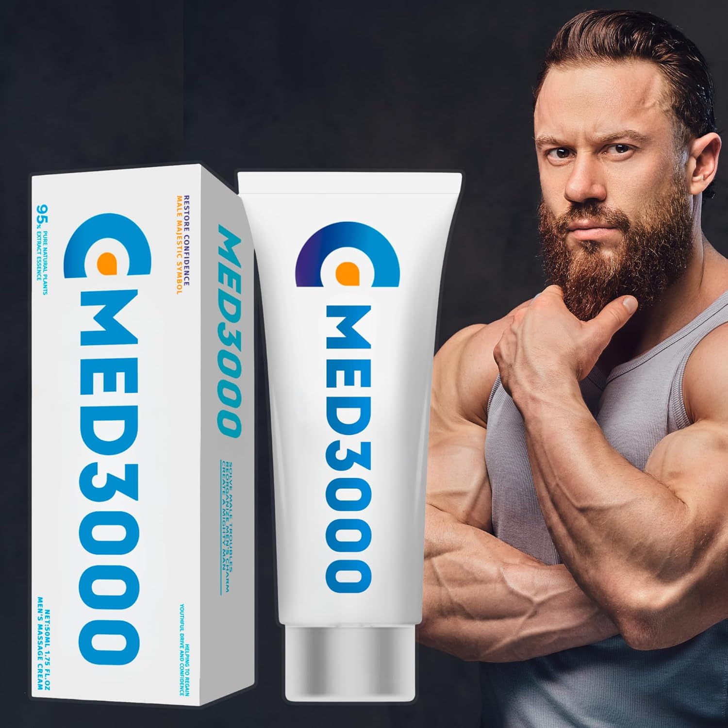 Med3000 Gel for Men - Male Massage Cream, 1.75 Fl Oz