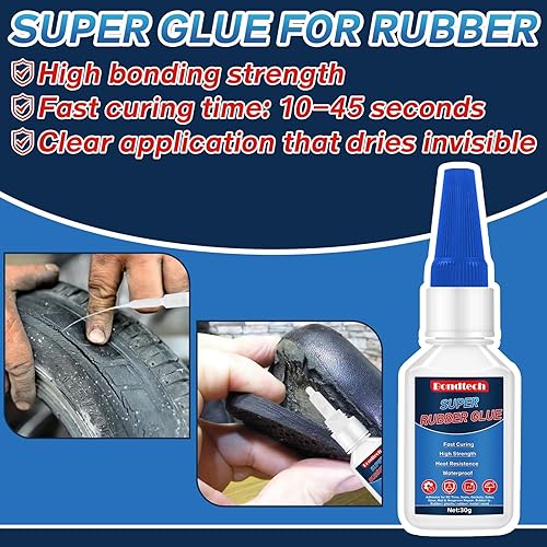 Miniatura 2 de Pegamento de goma de 1.06 oz, súper pegamento para goma, adhesivo instantáneo transparente para neumáticos, zapatos, cinturón, suelas, mangueras,