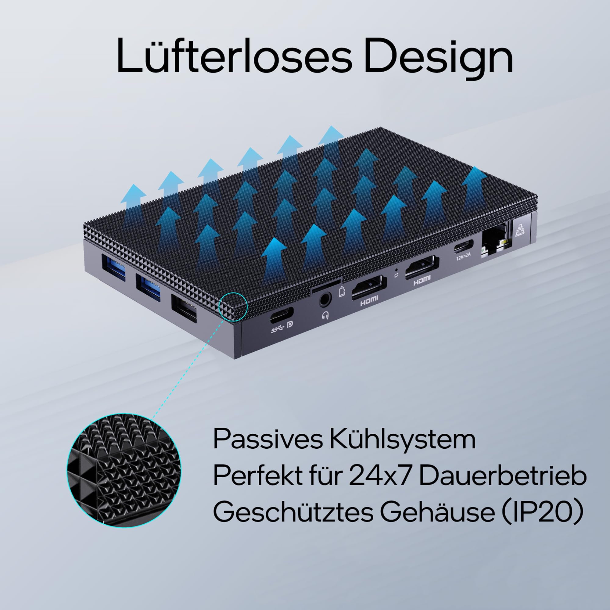 Orbsmart AW-16L Mini PC Win11 Pro komputer stacjonarny | Micro-PC | bez wentylatora | energooszczędny (Intel N150 CPU, 8 GB RAM, 256 GB eMMC, USB-C, WiFi 6) - niemiecki producent