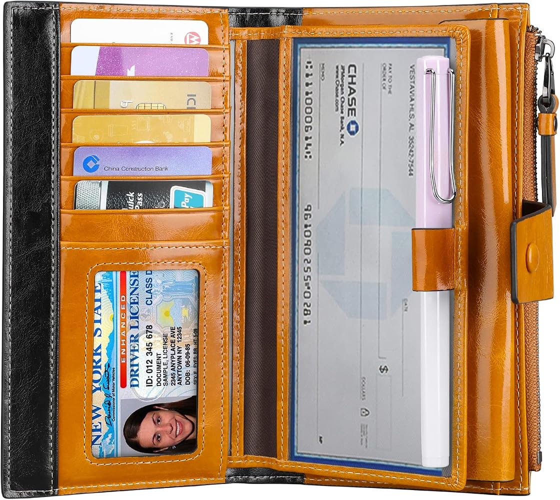 Itslife Women's RFID Blocking Leather Clutch Wallet - Large Capacity Card Holder With Phone Case