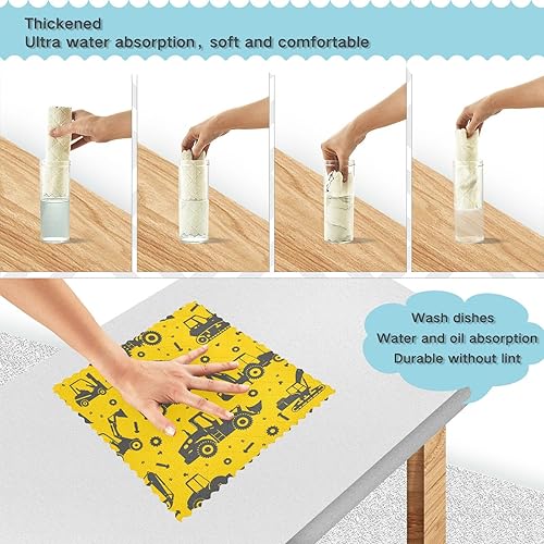 Miniatura 4 de FRODOTGV Yellow Silhouette Heavy Cotton Decorative Microfiber Cleaning Towels Kitchen Fast Drying Set of 6 Kitchen Accessories for Cooking
