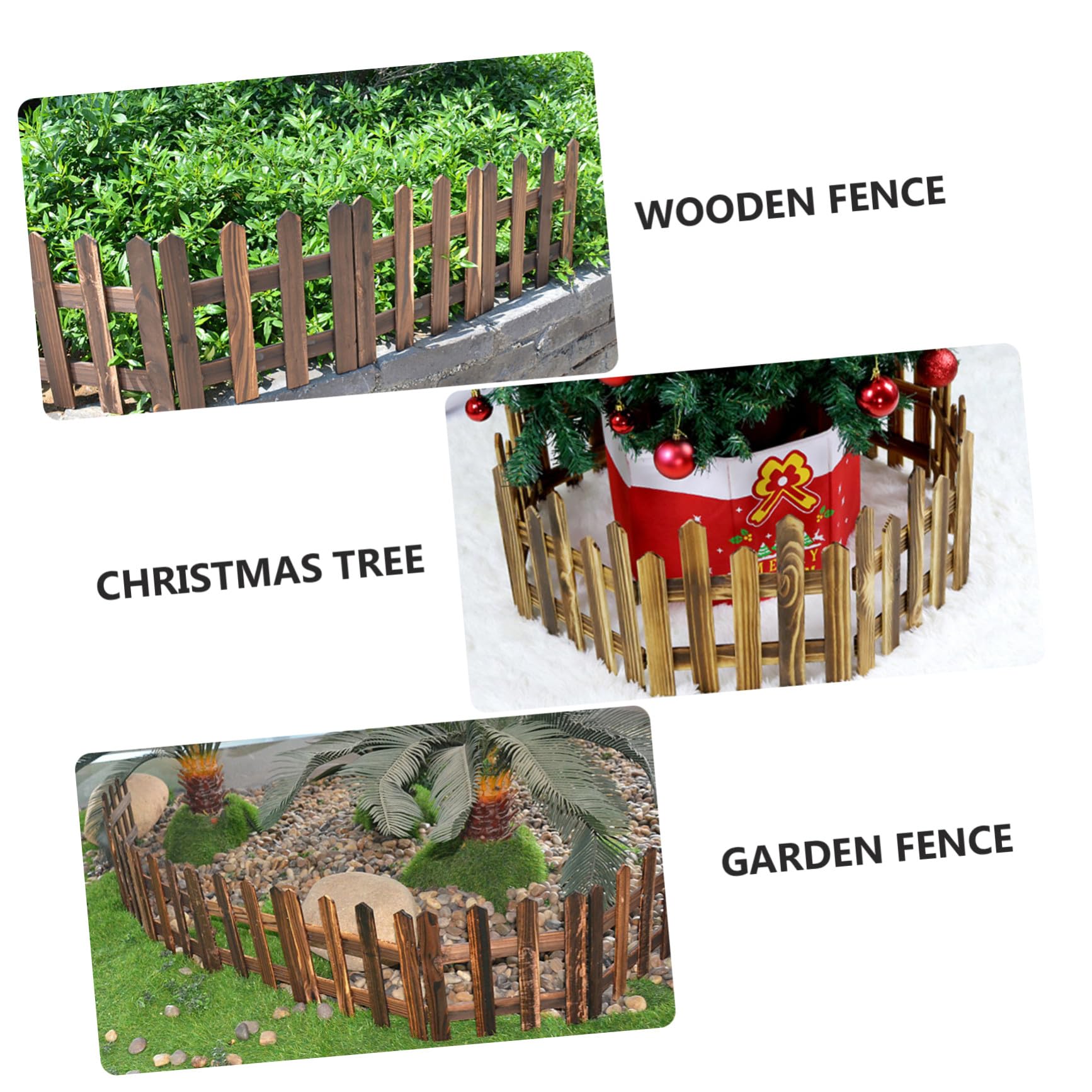 BESTonZON Recinzione in Legno Miniatura Carbonizzata per Decorazioni di Natale e Fatati Staccionata per Cortile Hotel e Festivi