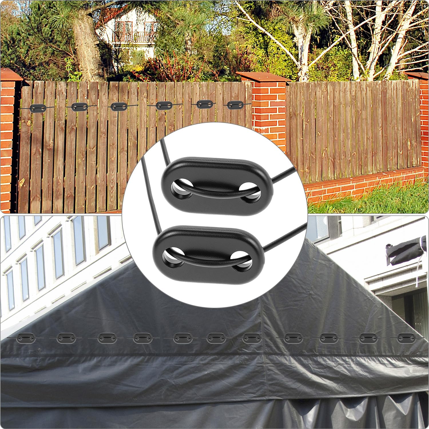 QWORK® 200 Pièces Fixation pour Brise-Vue, 100 Plaquettes de Montage en PVC résistantes aux intempéries et 100 Attaches, pour Jardin, terrasse et Balcon