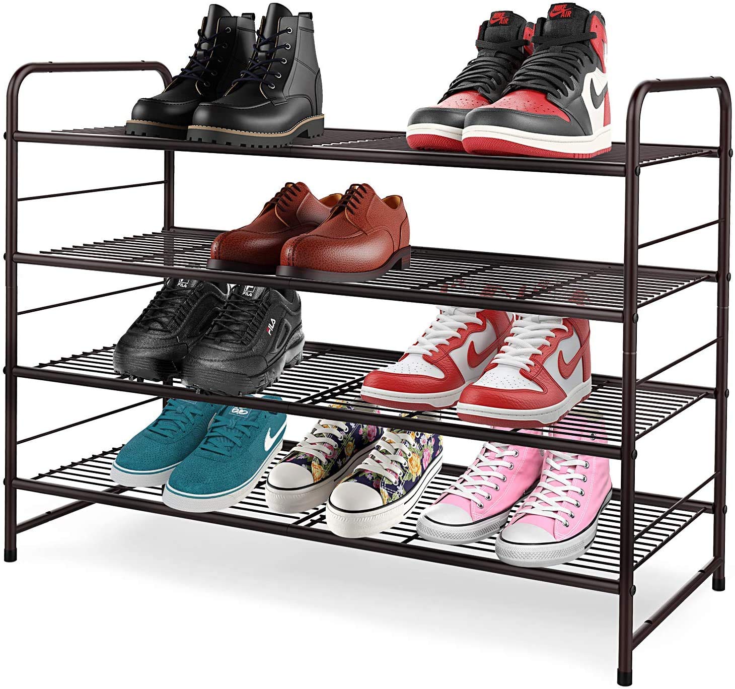 Buy Shoe Rack Organizer 4 Tier Stackable Storage Shelf Expandable