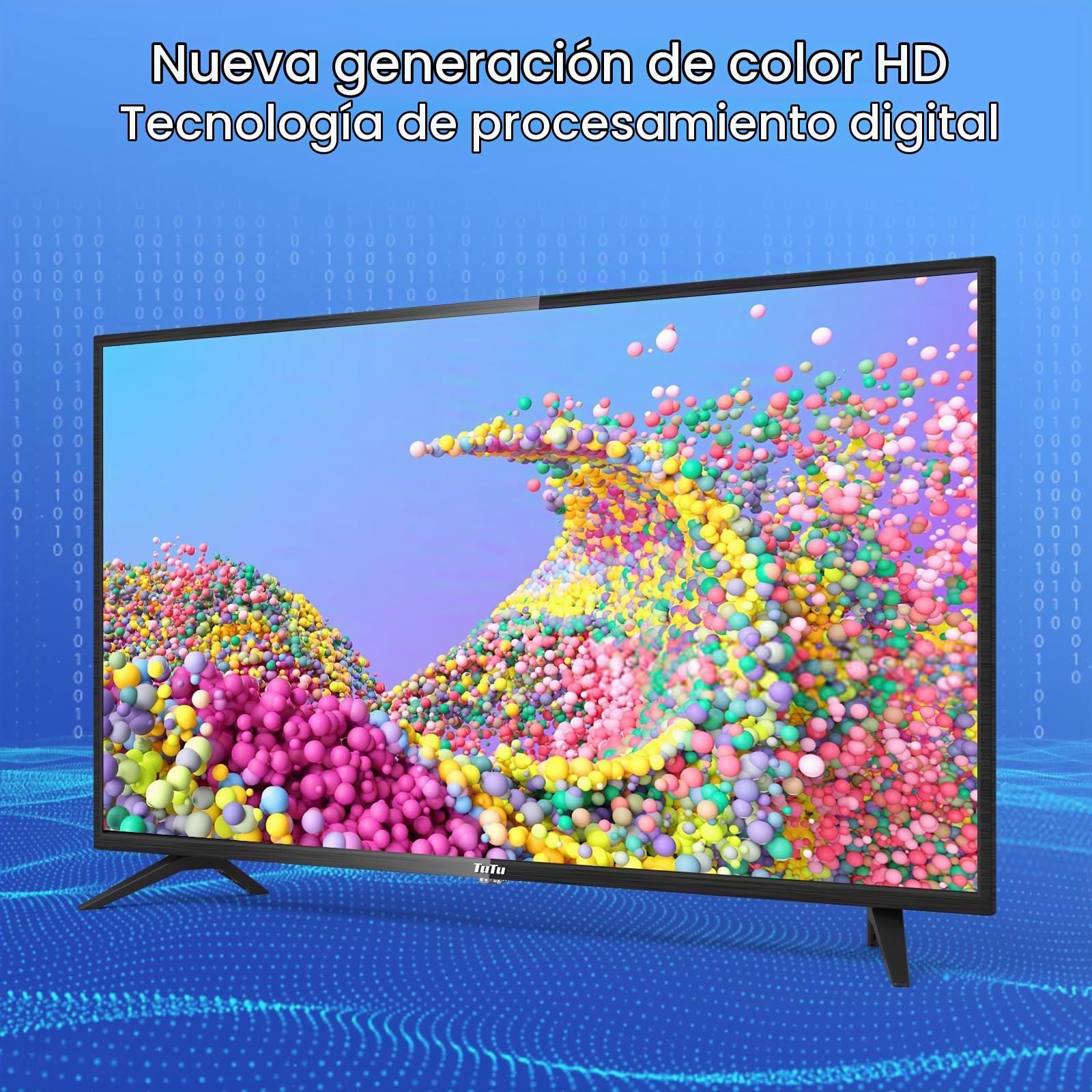 TuTu TV 42 Pulgadas LED Full HD Televisores con Sintonizador Digital DVB-T/T2-C-S/S2, HDMI, USB Grabador Reproductor, Modo Hotel (TUB42FD1N, 2023)