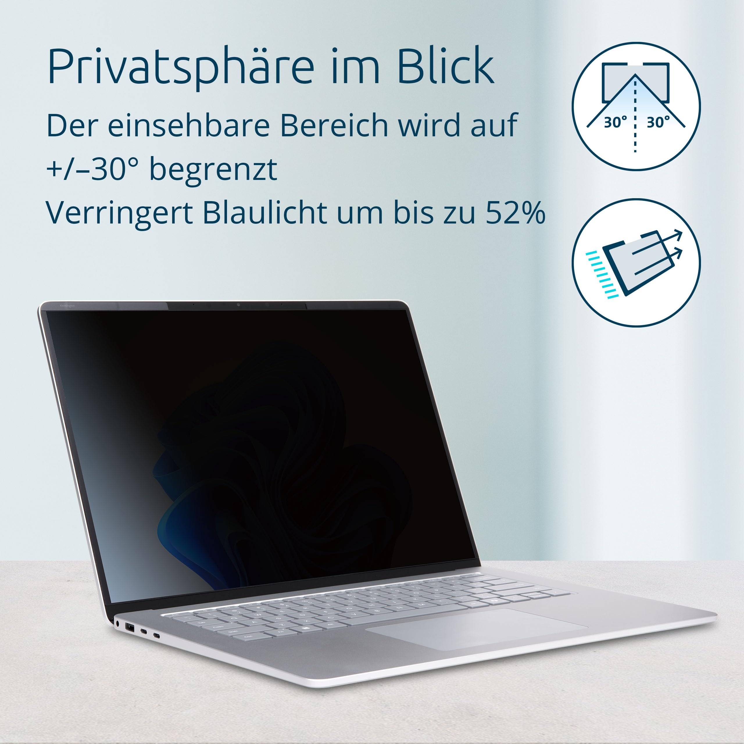 Kensington MagPro Elite Magnetischer Blickschutzfilter für Microsoft Surface Laptop 15" (7. Auflage) Blaulichtschutz, Blendschutz, Kratzschutz, Touch- und Surface-Stift kompatibel/-fähig