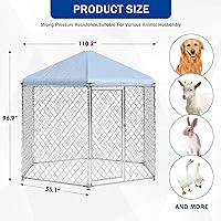 Vista 7 de Polar Aurora Perrera para perros al aire libre con techo, jaula grande para perros en el exterior con puerta de metal, perrera resistente