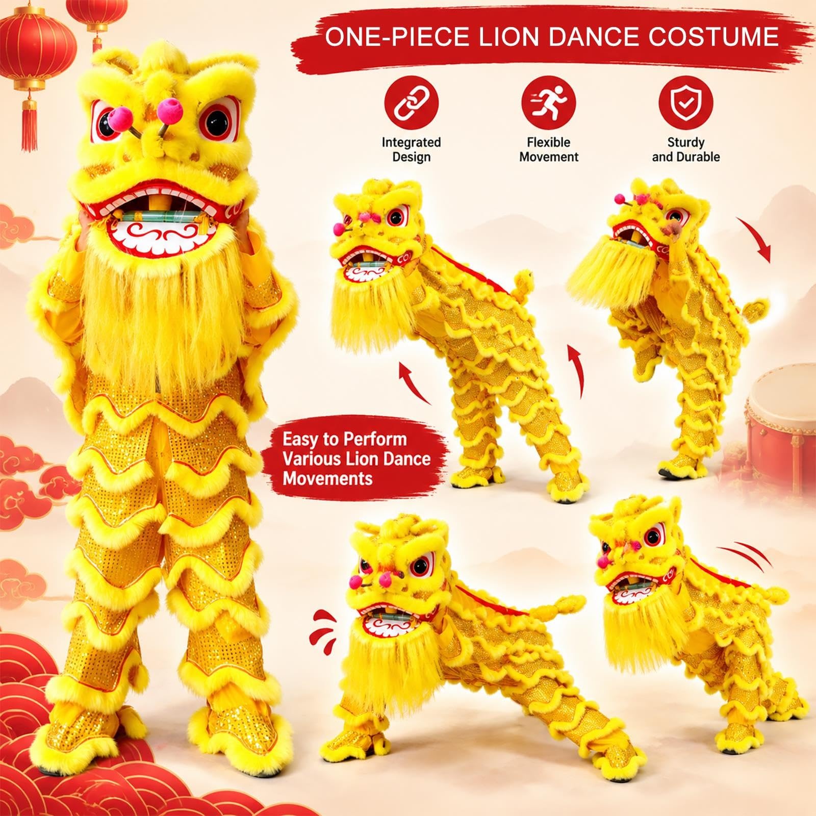 Costume da mascotte per la danza del leone Costumi per spettacoli