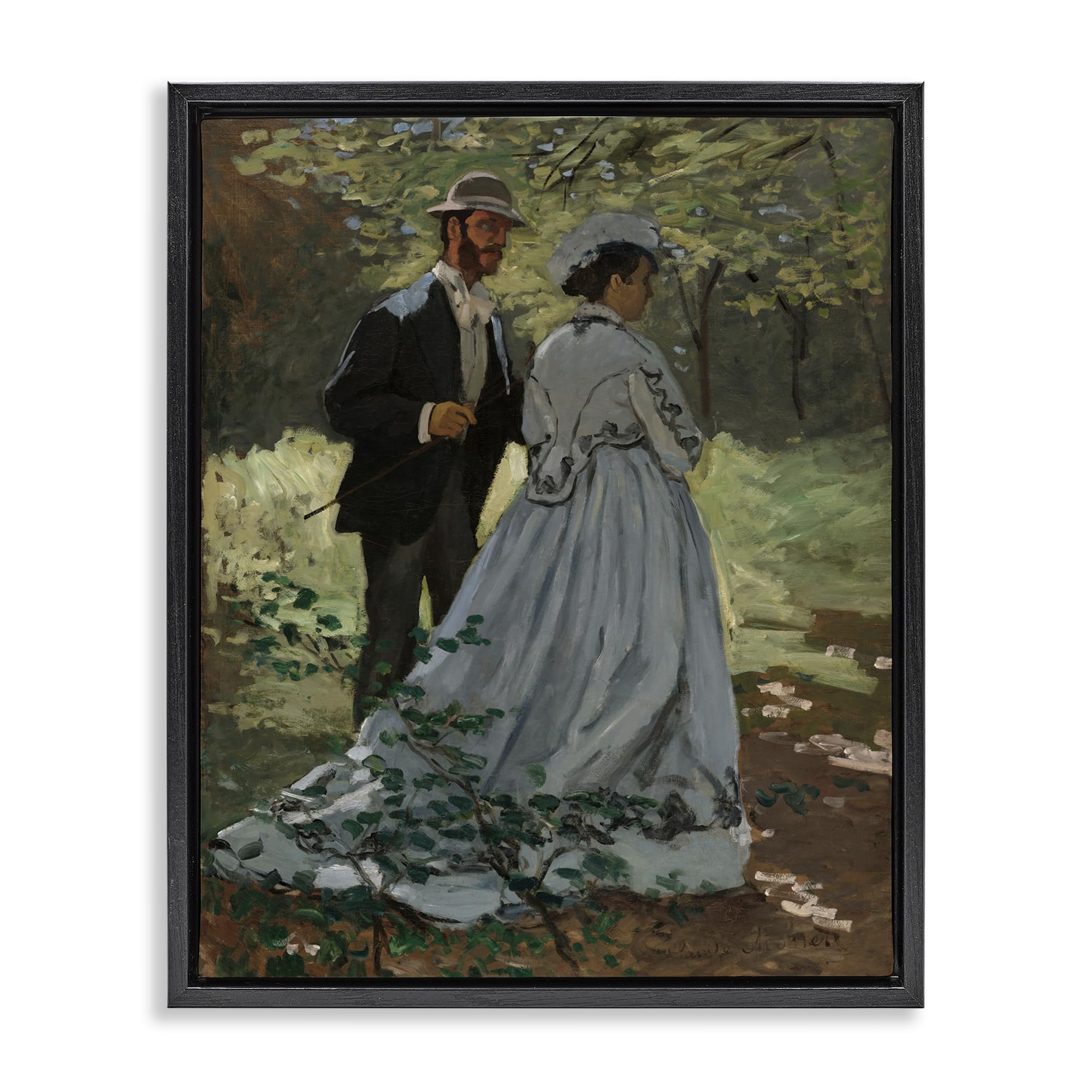 Stupell Industries Jet Black (Matte) 'Bazille & Camille In Nature', Floating Frame Canvas Art, Black, 25 X 31 Inches, Easy To Hang And Sturdy, Made In Usa, By Tina Lecour