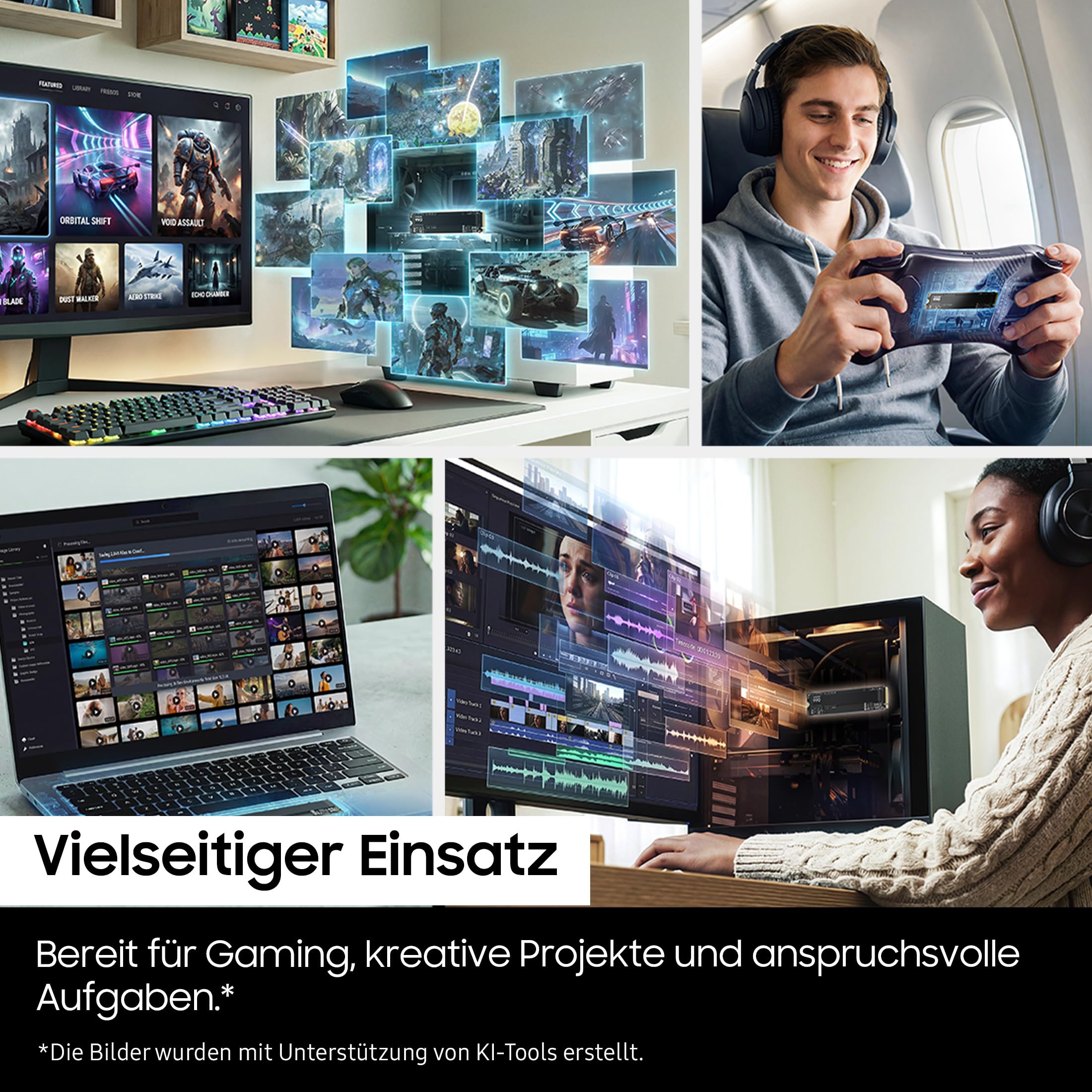 Samsung SSD 990, Interne M.2 NVMe SSD Festplatte, 1TB, PCIe 4.0 x4 | Datenspeicher, NVMe 2.0, Bis zu 7.150/6.450 MB/s Lese-/Schreibgeschwindigkeit, Für Arbeit, Gaming & Kreatives, MZ-V9V1T0BW