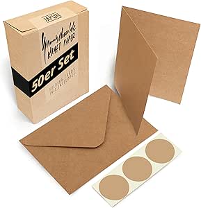 Lot De 50 Cartes Pliantes Vierges Avec 50 Enveloppes - Cartes à