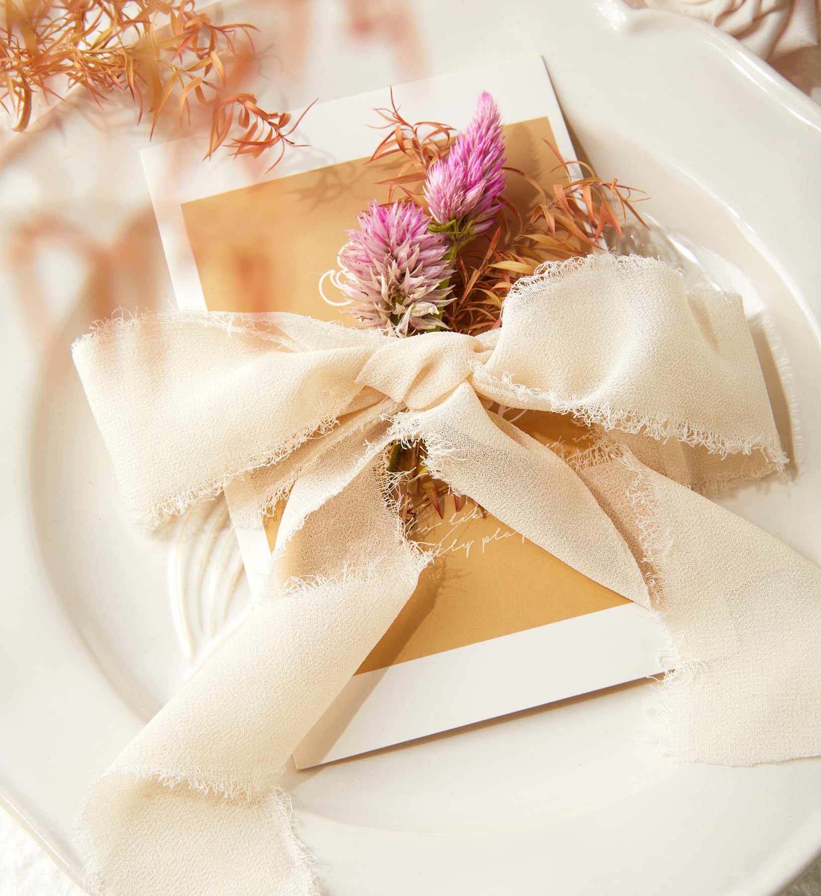 Puderrosa Band, 3 Rollen Muttertagsband zum Verpacken von Geschenken, Band-Set 3,8 x 2,8 m für Hochzeitseinladungen, Blumenstrauß, Brautsträuße,