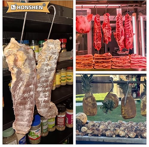 Miniatura 10 de HONSHEN Gancho para carne, 8 pulgadas, 0.394 in, ganchos en S de acero inoxidable para procesamiento de carne (10 mm8 pulgadas)