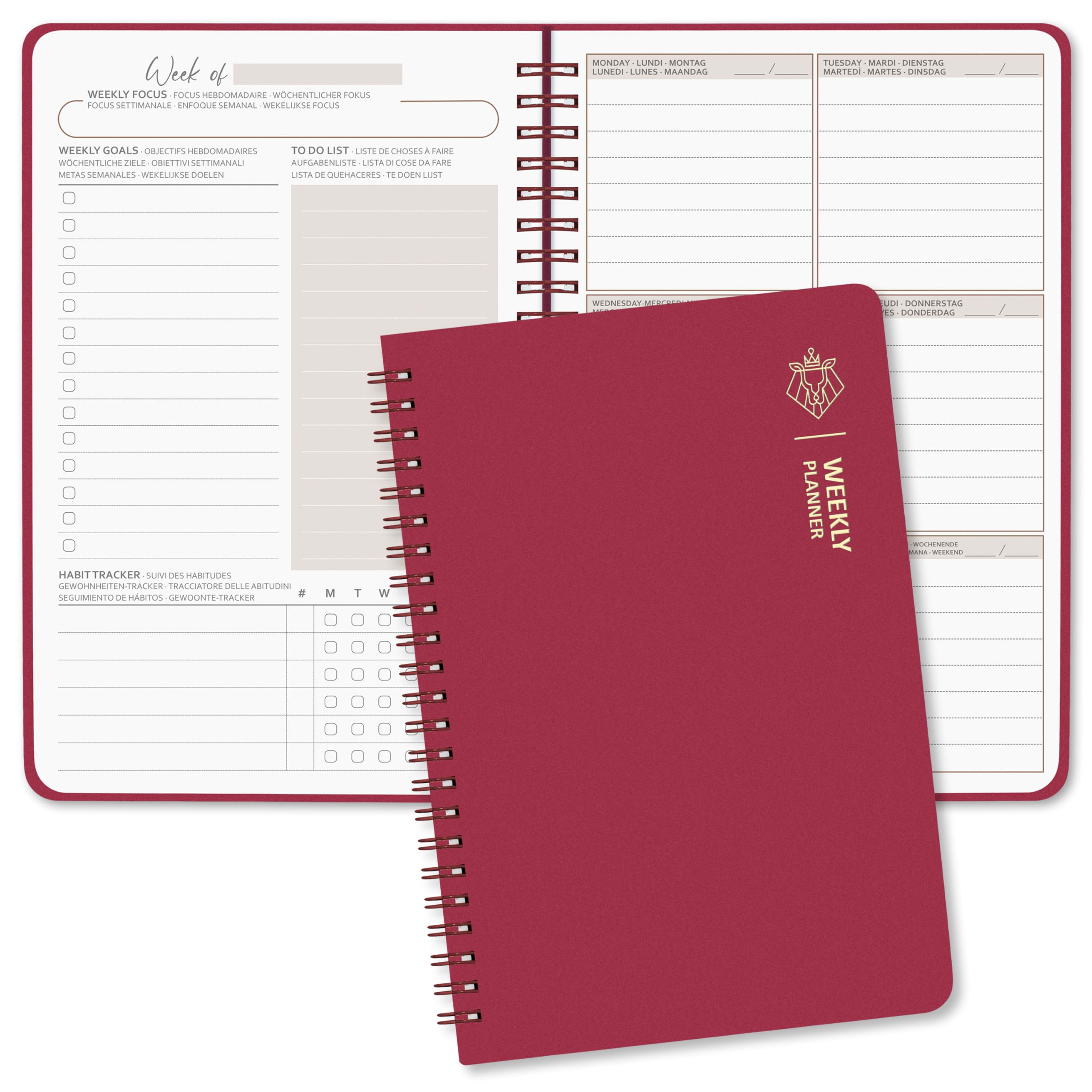 Agenda 2024/2025 - Weekplanner A5 met Spiraalbinding voor Efficiënte