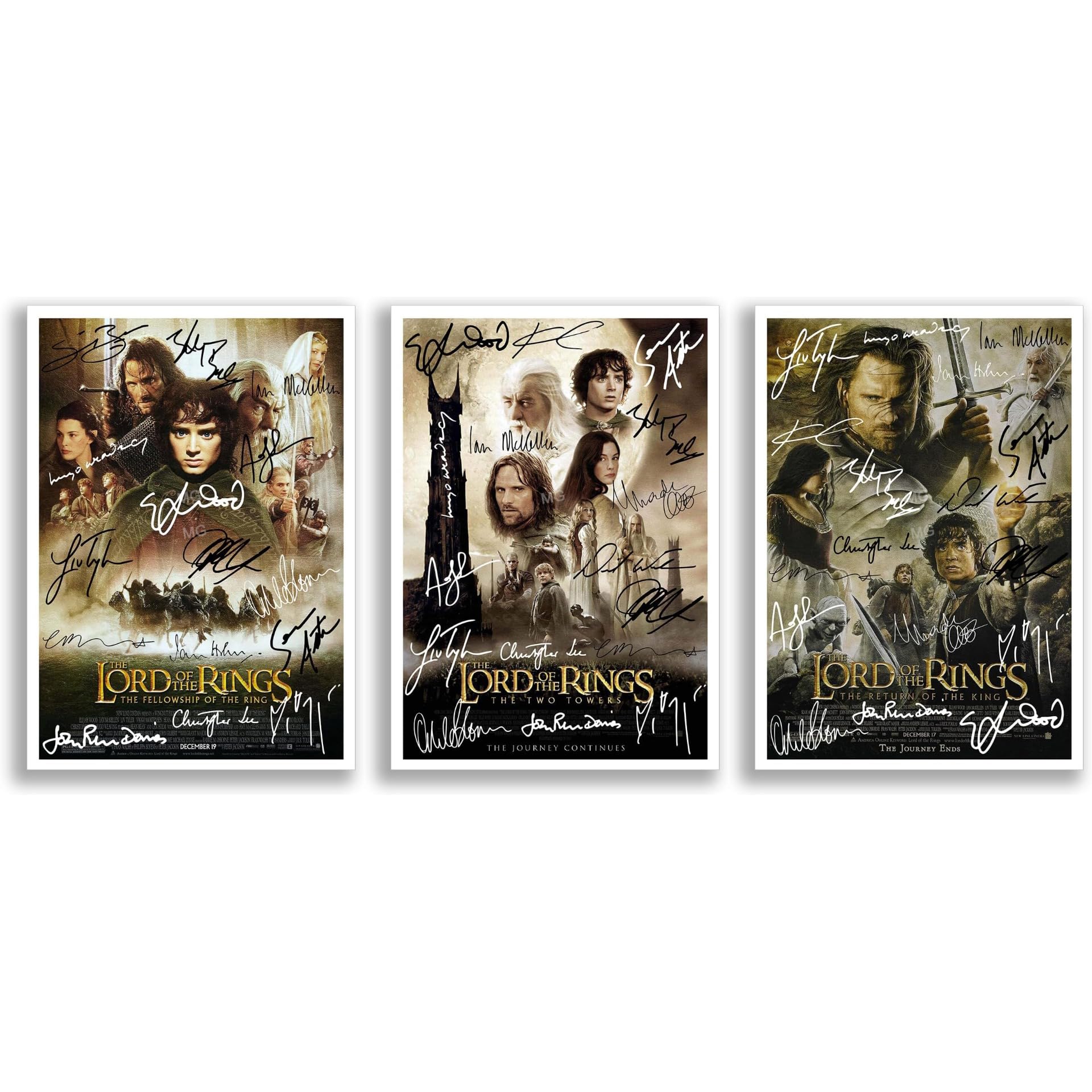 Mounted Gifts Trading Trilogy A4 Poster Only Lord Of The Rings All Movie Film Posters Cast Signed A4 Poster Photo Print Framed Autograph Gift Elijah Wood, Ian Mckellen, Orlando Bloom (Trilogy A4 Poster Only)
