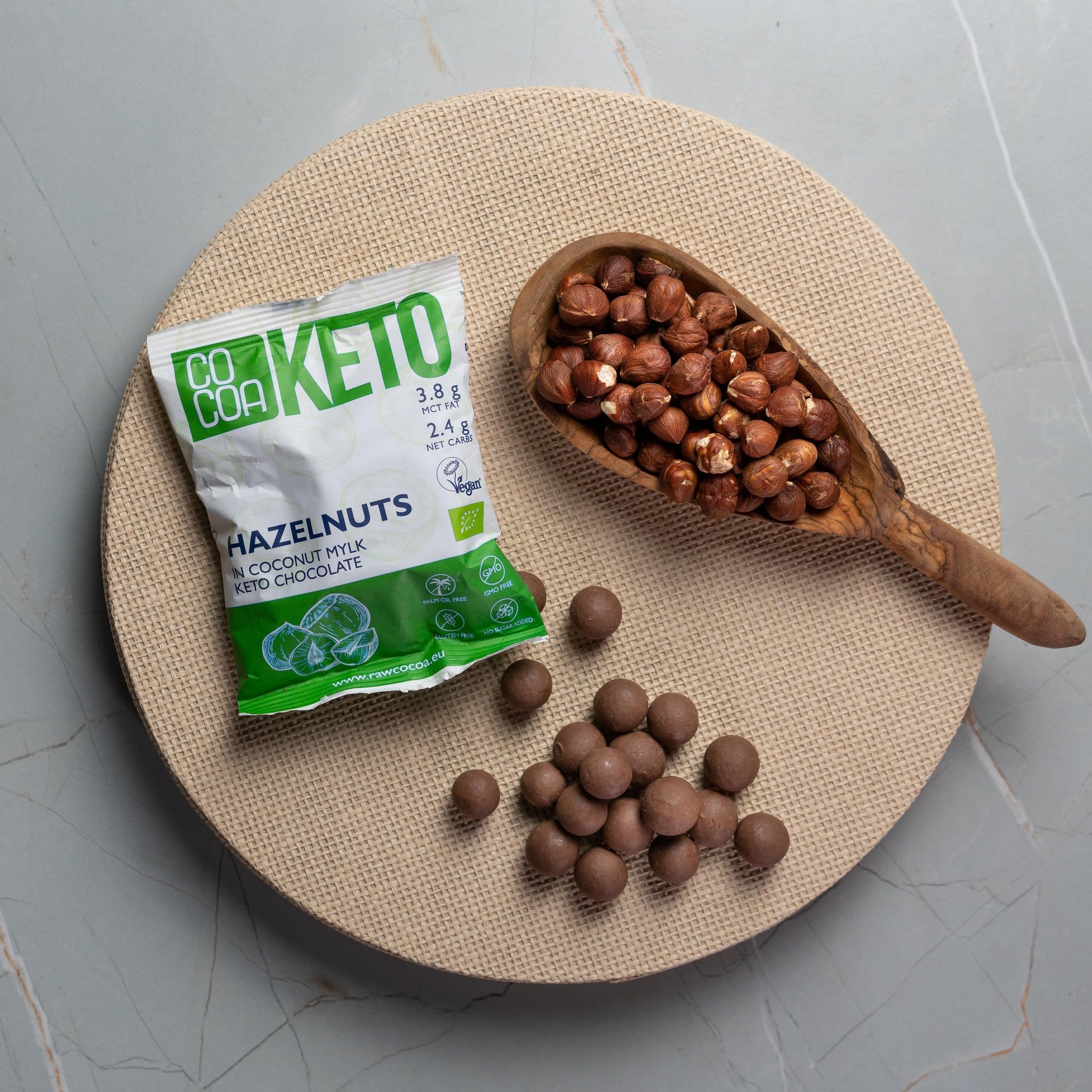 CO COA Noisettes au Chocolat Céto Coco BIO 7 X 70g - Sans Gluten, Lait de Coco, Bonbons Sans Sucre - Collation Faible en Glucides avec Huile MCT - Idéal pour Régime KETO et Vegan