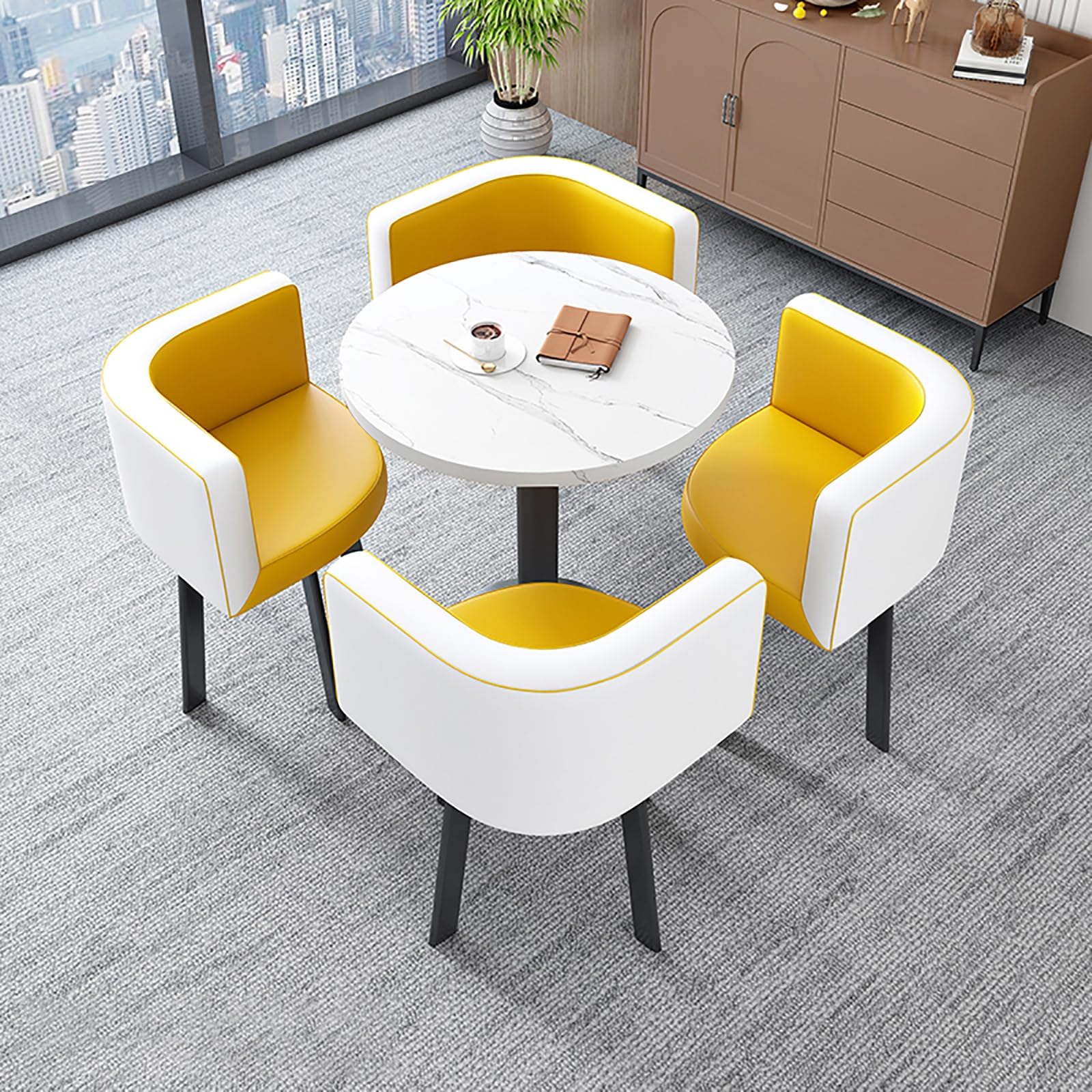 Amazon｜椅子4脚付きラウンドテーブルラウンドダイニングテーブルと  