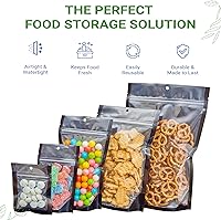 Vista 5 de Paquete de 100 bolsas resellables transparentes y negras de 7.5 x 11.5 pulgadas, bolsas de Mylar para alimentos, embalaje de alimentos con ventana