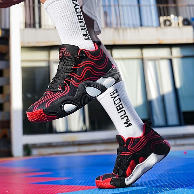 Men's Basketball Shoes are Breathable Anti Slip Wear-Resistant Fashionable Color Blocked Basketball Boots
