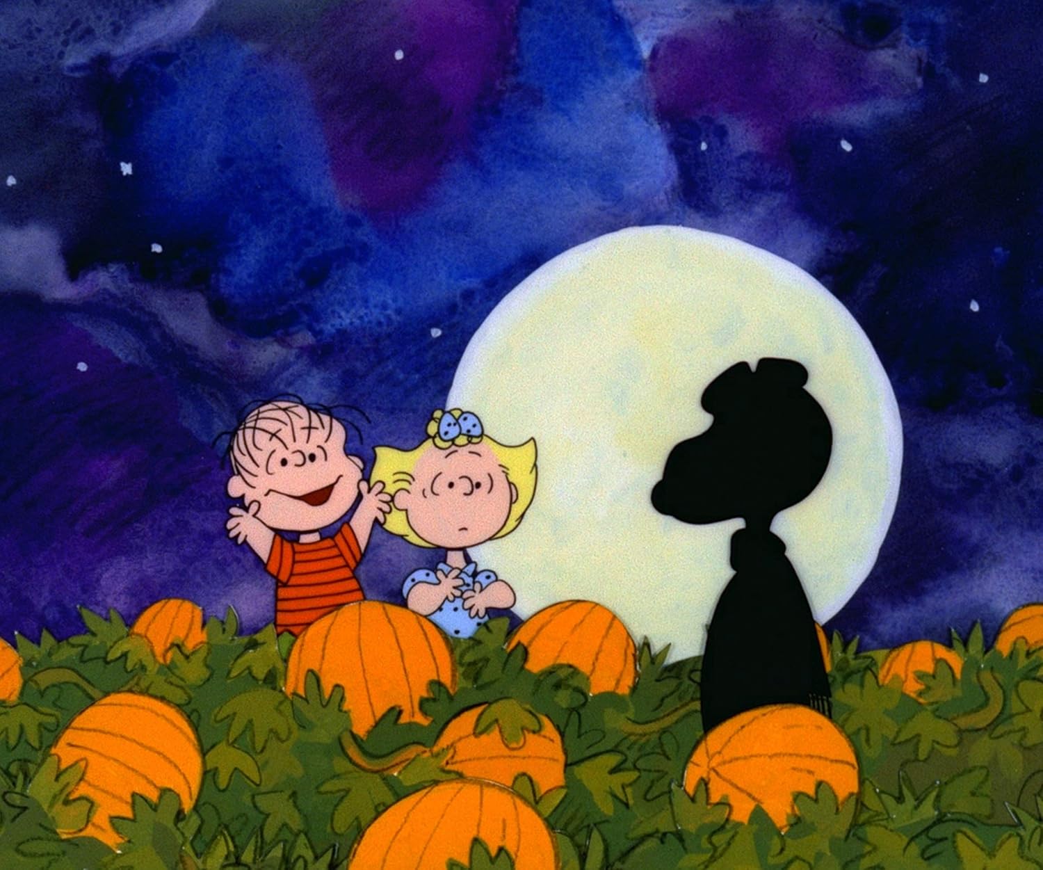 TCS Blanket Iconic Peanuts Charlie Brown Linus Sally Lucy and Snoopy Its The Great Pumpkin Full Moon on Halloween 50x60 Plush Fleece