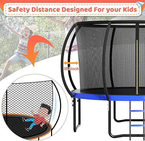 Miniatura 3 de Trampoline for Kids and Adults, 14FT Recreational Kids Trampoline with Safety Enclosure Net & Ladder, Outdoor Recreational Trampolines for Backyard