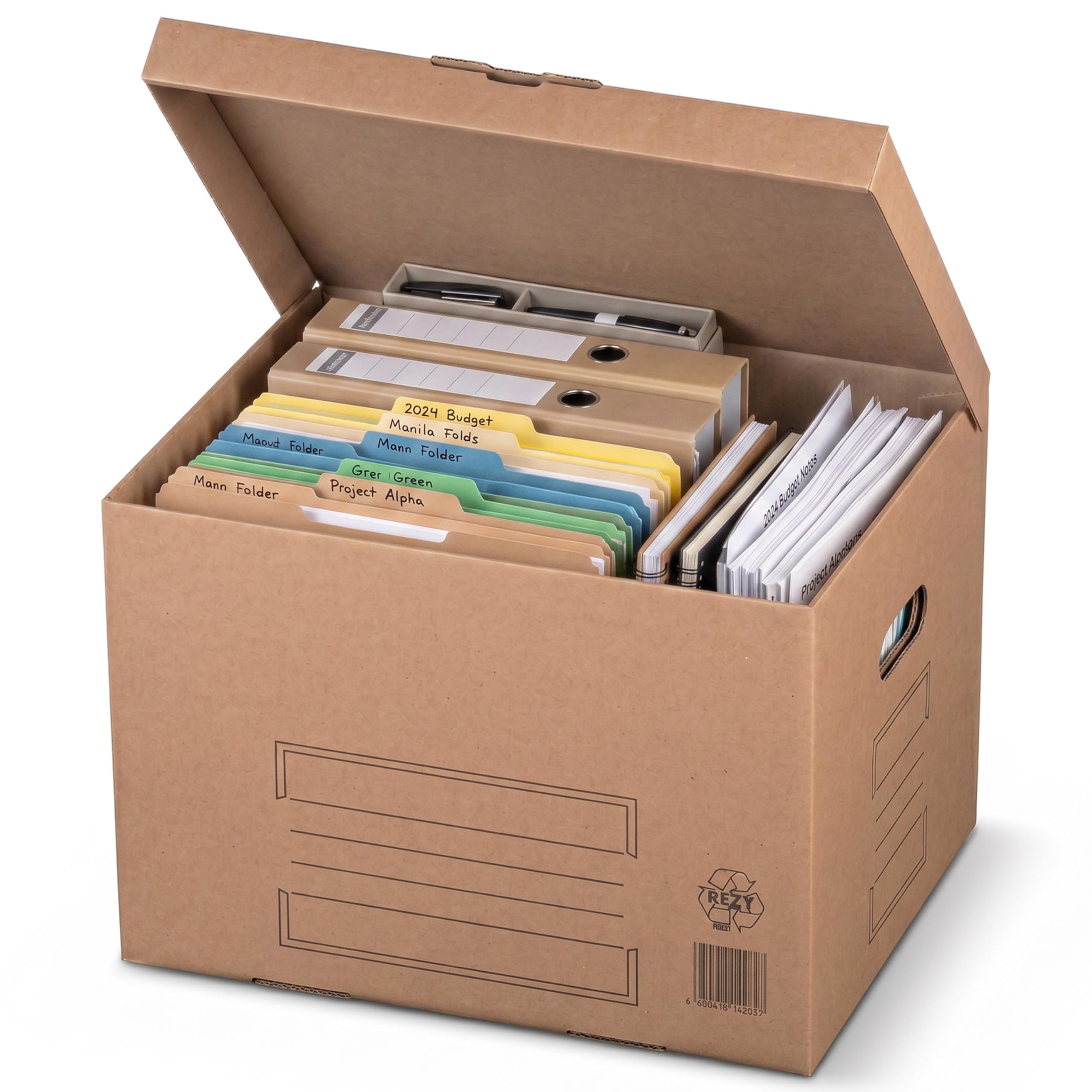20 Stück Archivbox & Aktenkarton mit Klappdeckel – stabile Büro-Archivboxen aus Wellpappe für Ordner & Akten – stapelbar, wiederverwendbar, umweltfreundlich – 41x32x28,5 cm, für Büro-Archivierung