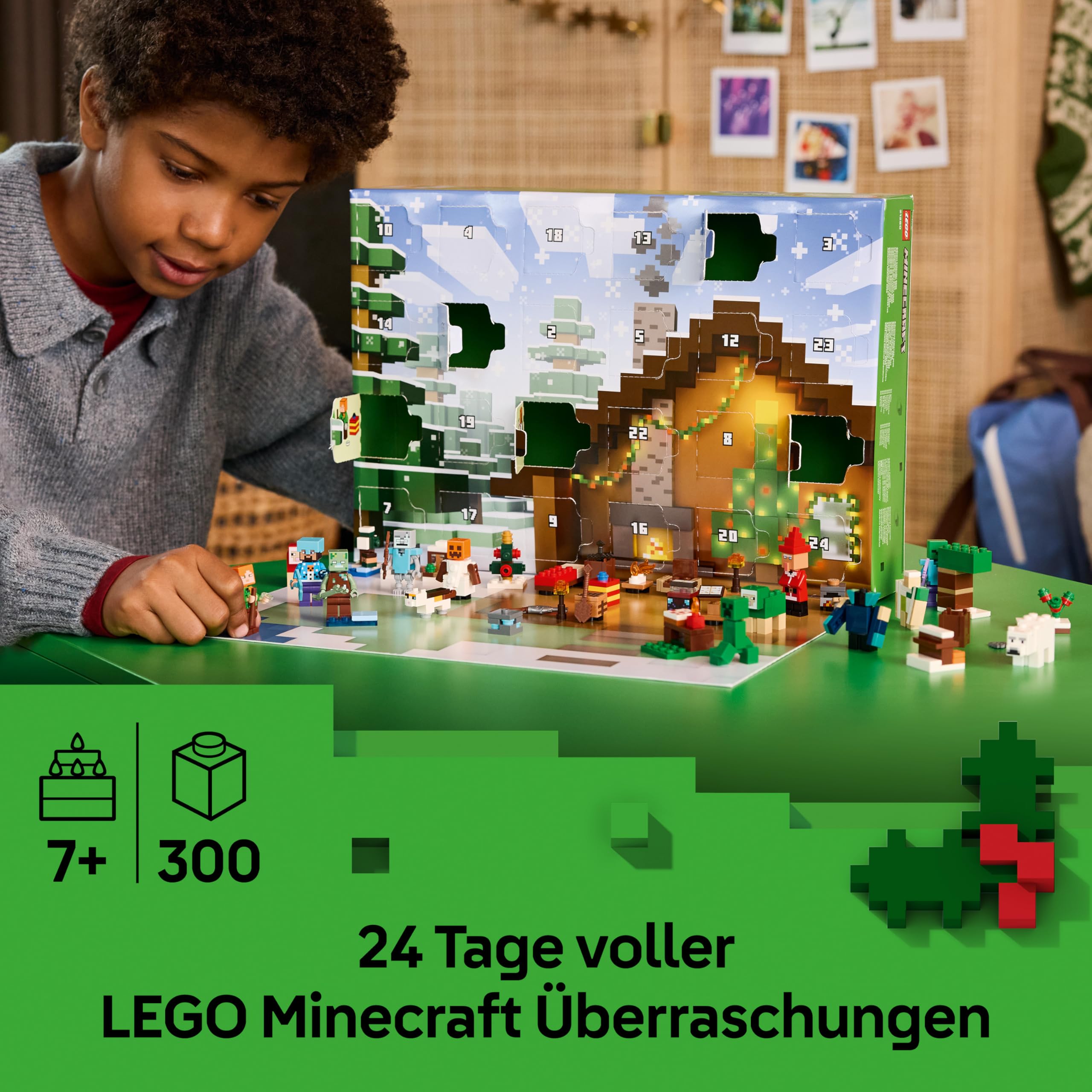LEGO Minecraft Adventskalender 2025 - Spielzeug für Jungen & Mädchen ab 7 Jahren - 24 Überraschungen inkl. Minifiguren & Mini-Modellen - Kinder Spielset - Gaming Geschenk zum Advent - 21280