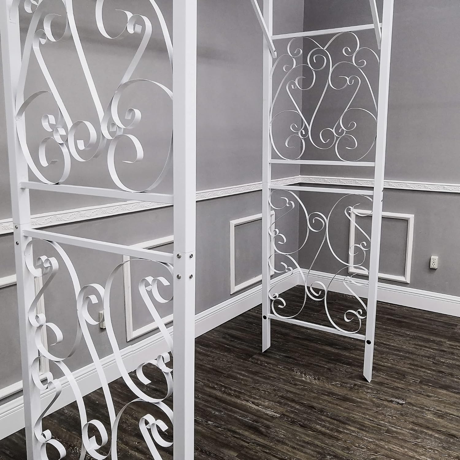 FixtureDisplays® White Metal Arbor Arch Wedding Garden Trellis Climbing Planting Patio Decor 80" Wide X 39" Deep X 86" High, Inside Door Width 59" 10017-white-NF