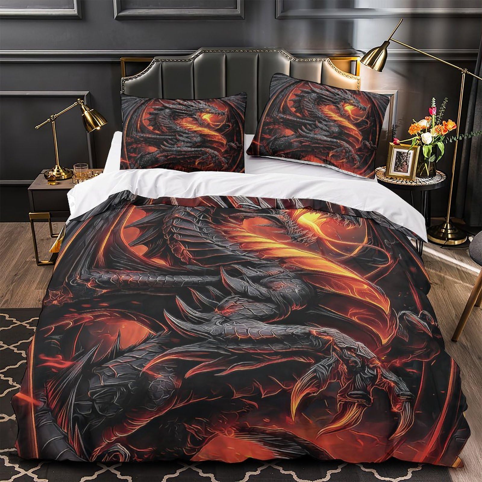 Housse de couette microfibre ultra douce à fermeture éclair 260x220cm motif imprimé 3D