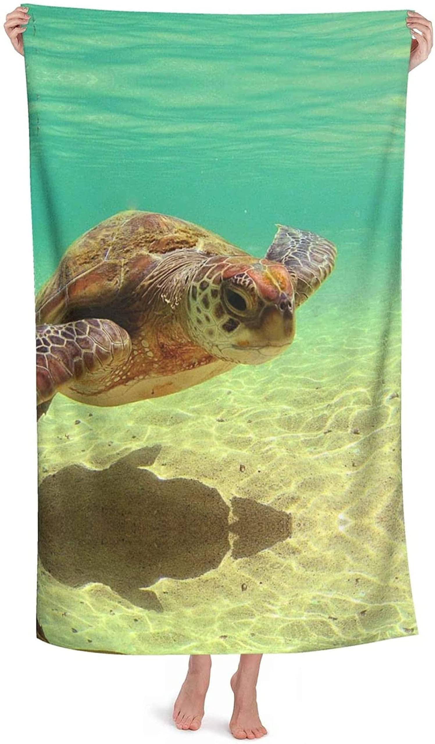 EpushowHaodao Turtle Bath Towel, Super Absorbent and Quick Drying Beach Bath Towel, Extra Large for Adults