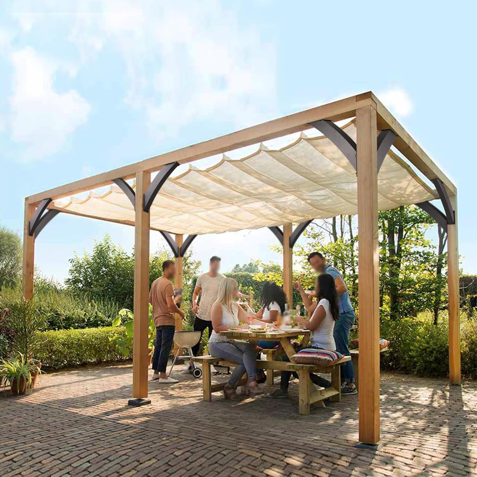 Staffa di Supporto ad Angolo di 45 Gradi Connettori Resistenti Squadrette Angolari Supporto di Rinforzo per Scaffali per Pergolato Gazebo Terrazza Portico(Size:2pcs)