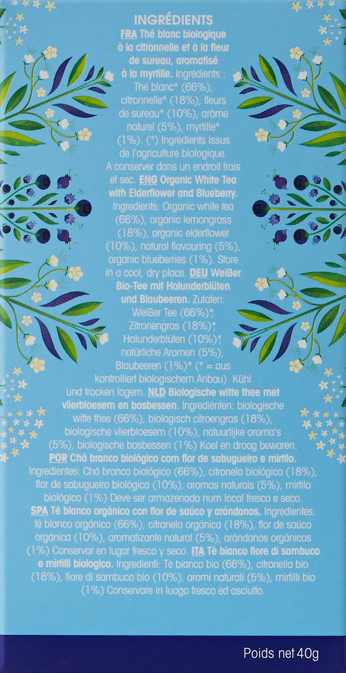 English Tea Shop Té blanco orgánico, arándanos y flores de saúco, súper té