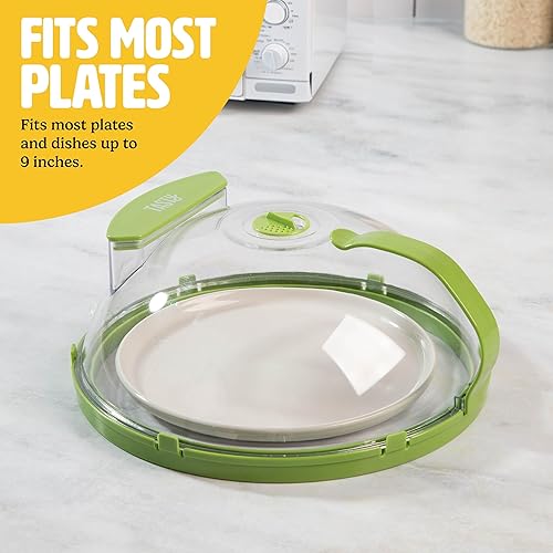 Miniatura 6 de Tasty Cubierta para salpicaduras de microondas con vaporizador de agua integrado y depósito, se adapta a platos de hasta 9 pulgadas, ayuda a retener