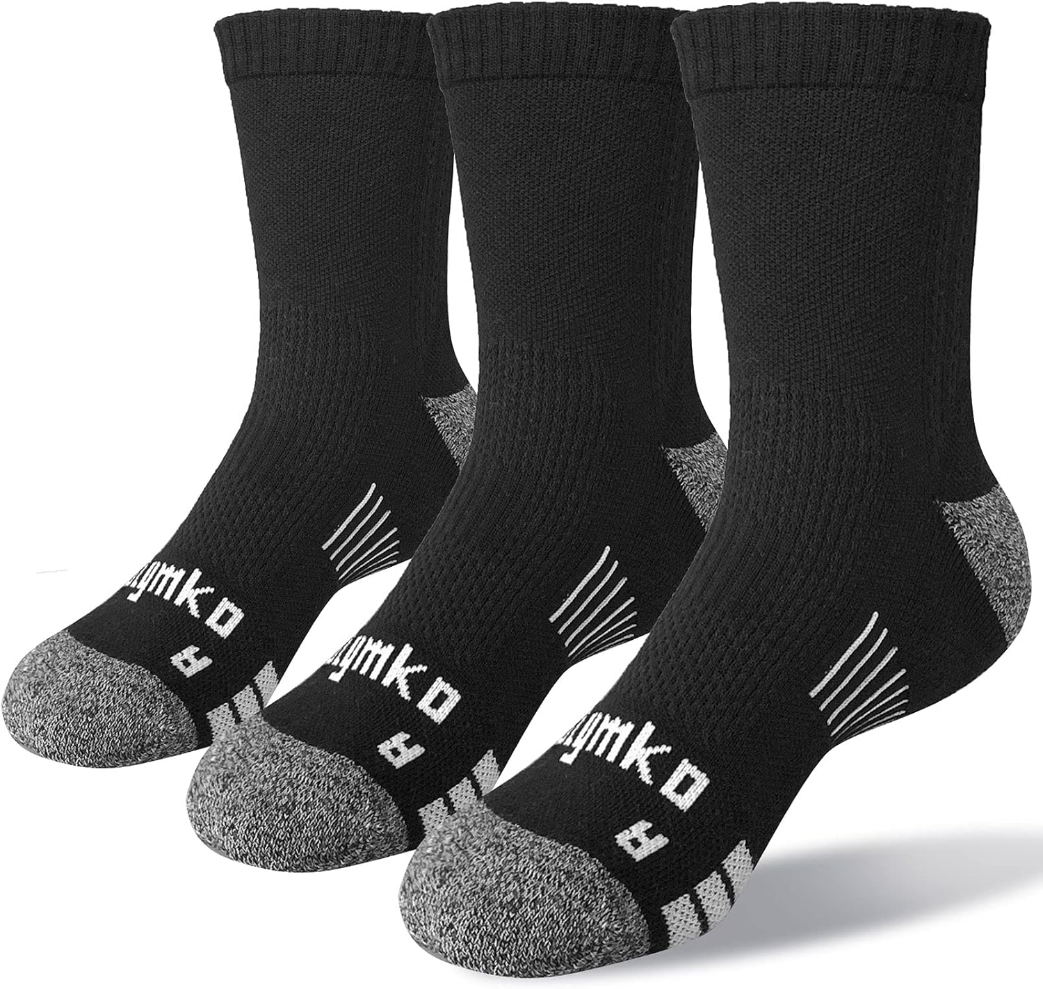 Olymko Men's Athletic Running Socks, 3 Pairs Anti Blister Casual Crew