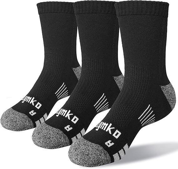 Olymko Men's Athletic Running Socks, 3 Pairs Anti Blister Casual Crew
