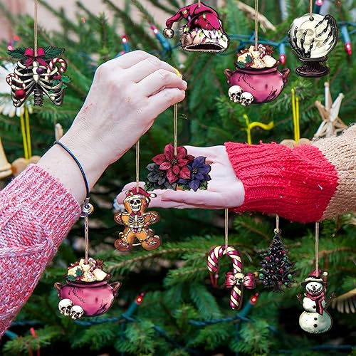 Miniatura 2 de Bencailor 24 piezas de adornos de Navidad de terror de Halloween, decoraciones de Navidad espeluznantes de Navidad, espeluznante hombre de jengibre,