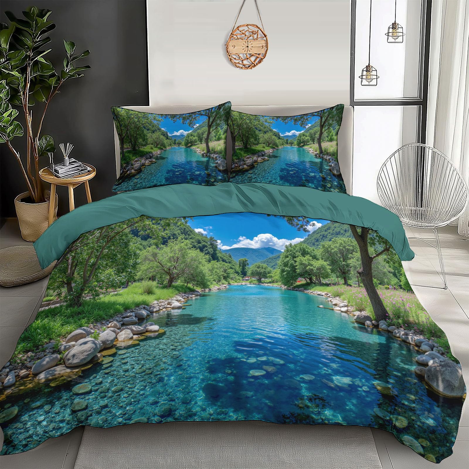 Housse de couette 240x260 cm paysages naturels pour une chambre parentale cocooning