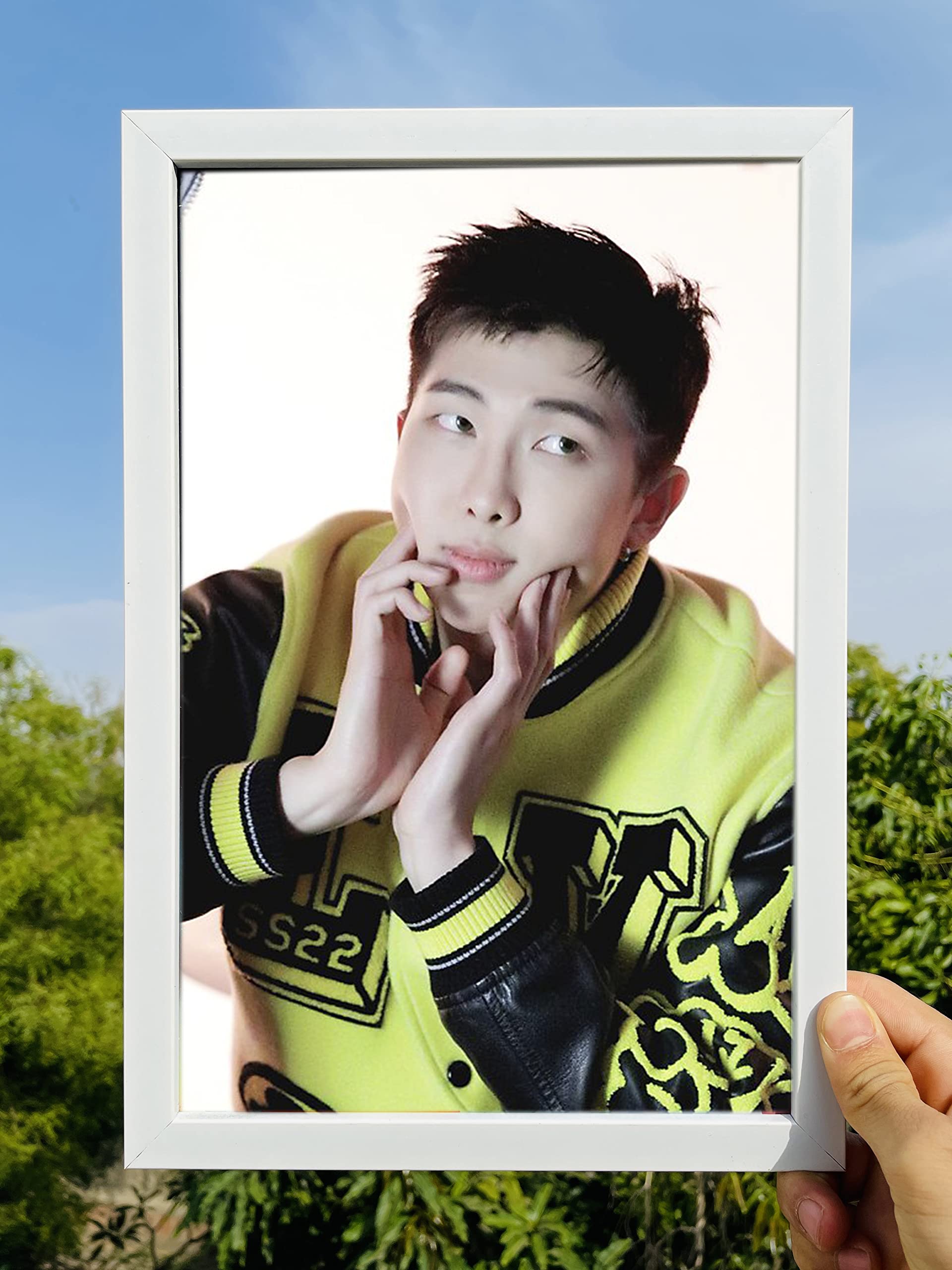 SINCE 7 STORE BTS RM (Rap Monster) Frame Wall Art for Room Decoration/for Gifting/BTS Merch (White, 8x12 Inches)