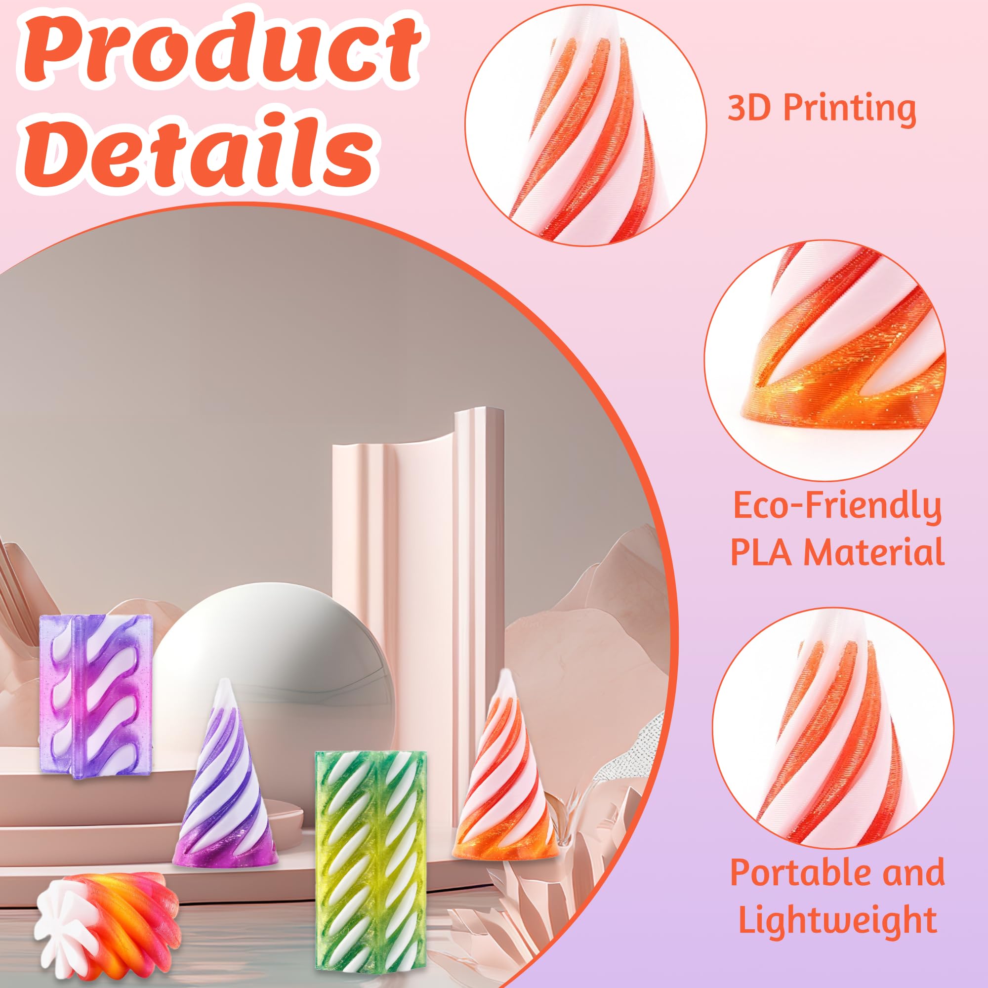 Chennyfun 6 Piece Spiral Cone Fidget Toys, Impossible Cone, 3D Printed Decompression Mini Spiral Cone Toys - Image 4