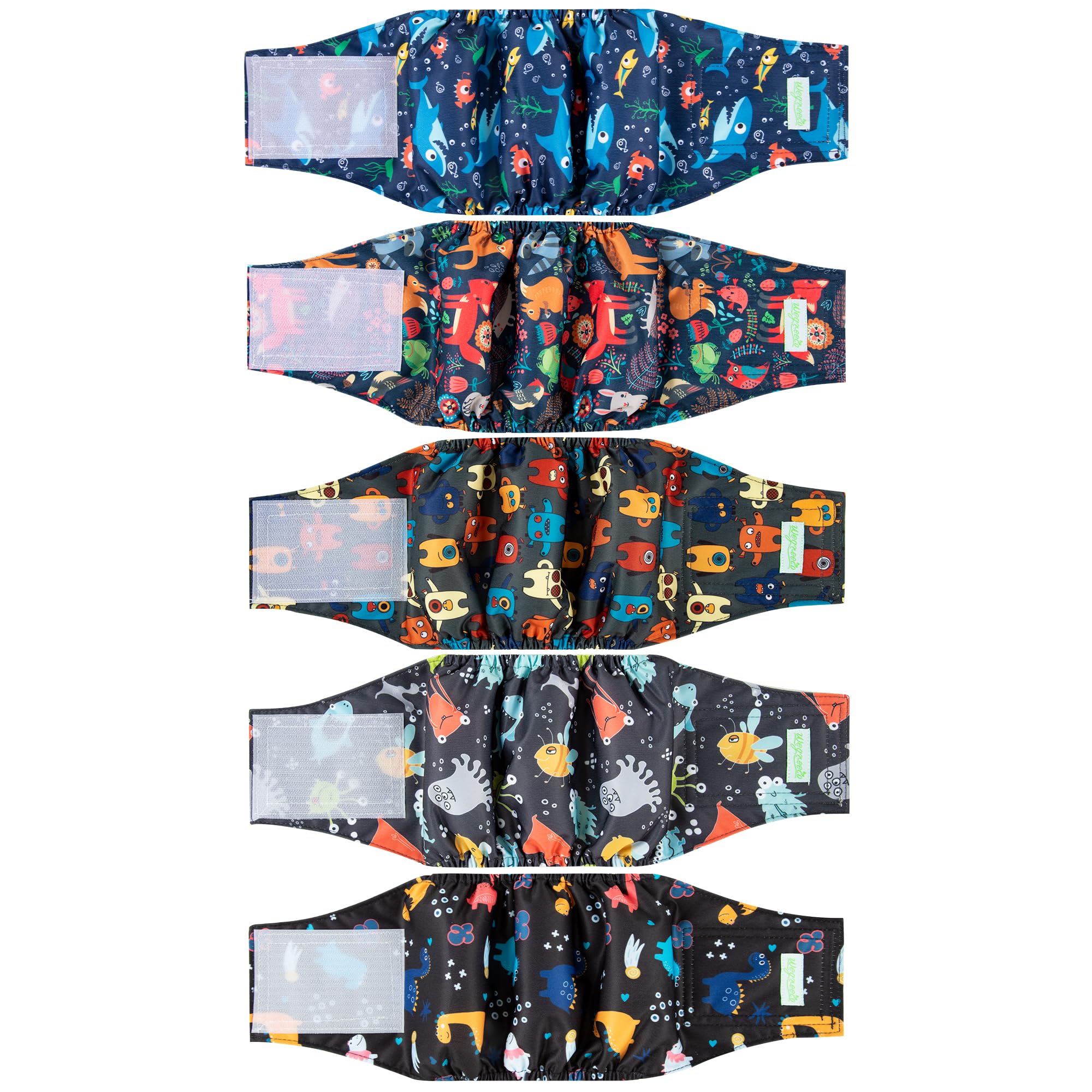 wegreeco Small Dog Diapers Male,Reusable Belly Bands for Male Dogs,Washable Doggie Puppy Male Diapers Wraps,Medium Large Size(5 Pack Small)