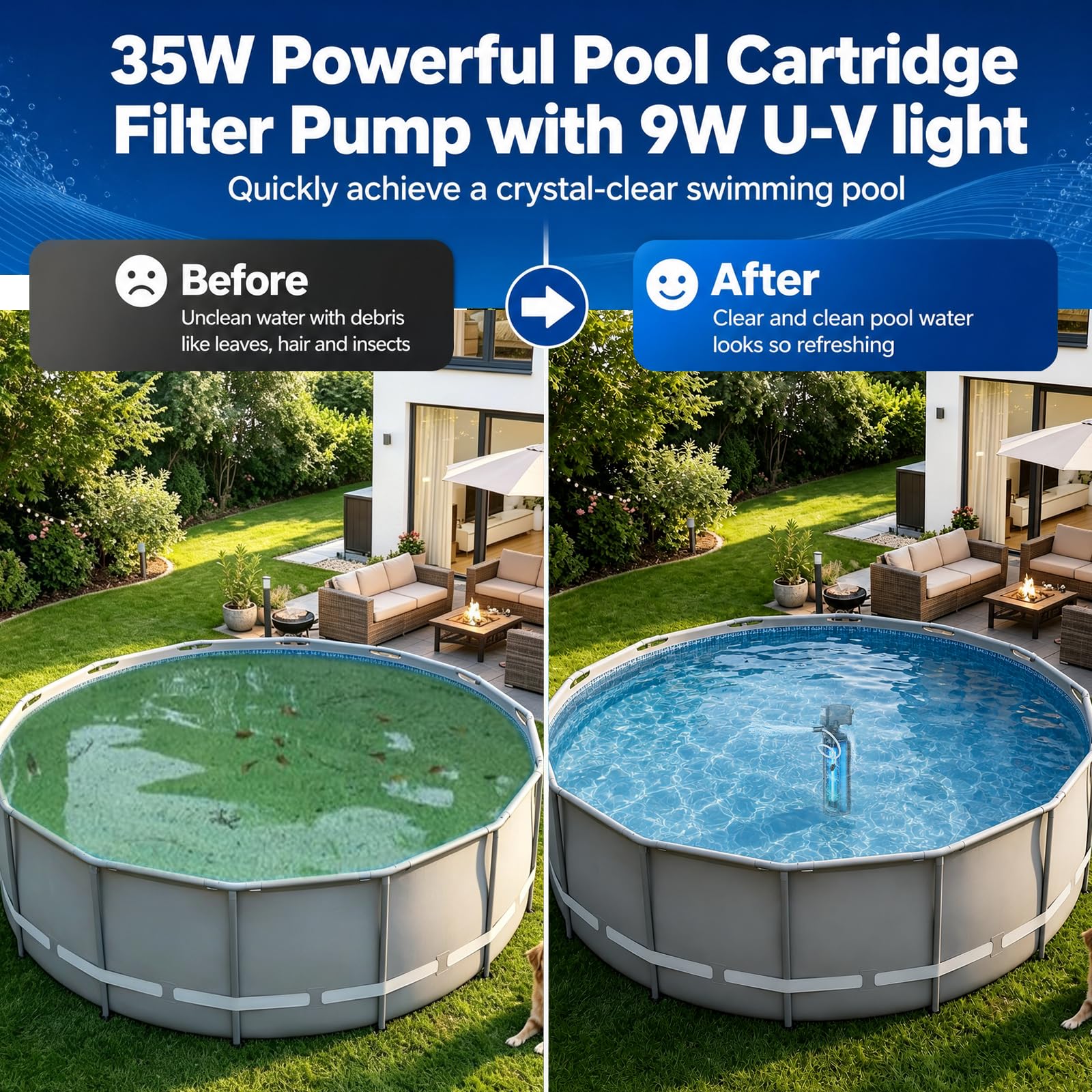COOSPIDER Pool Filter with UV Light -3