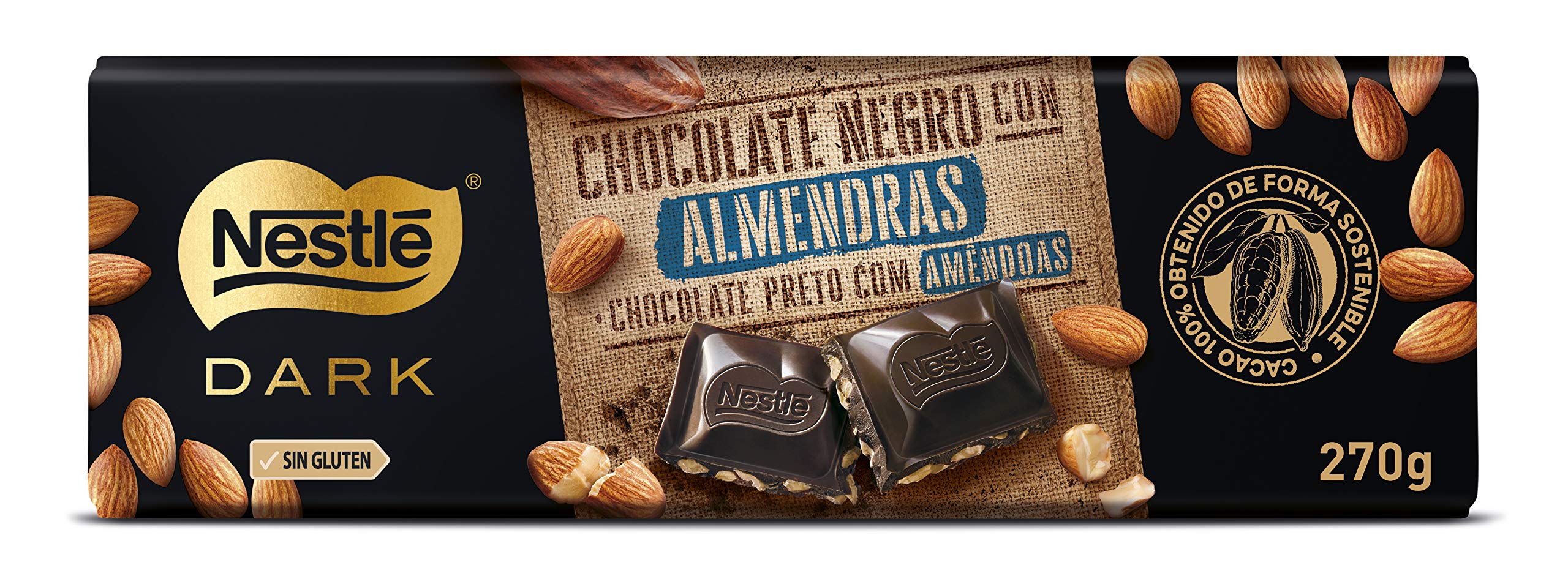 NESTLÉ DARK Tableta Almendras 270 g - Pack de 15