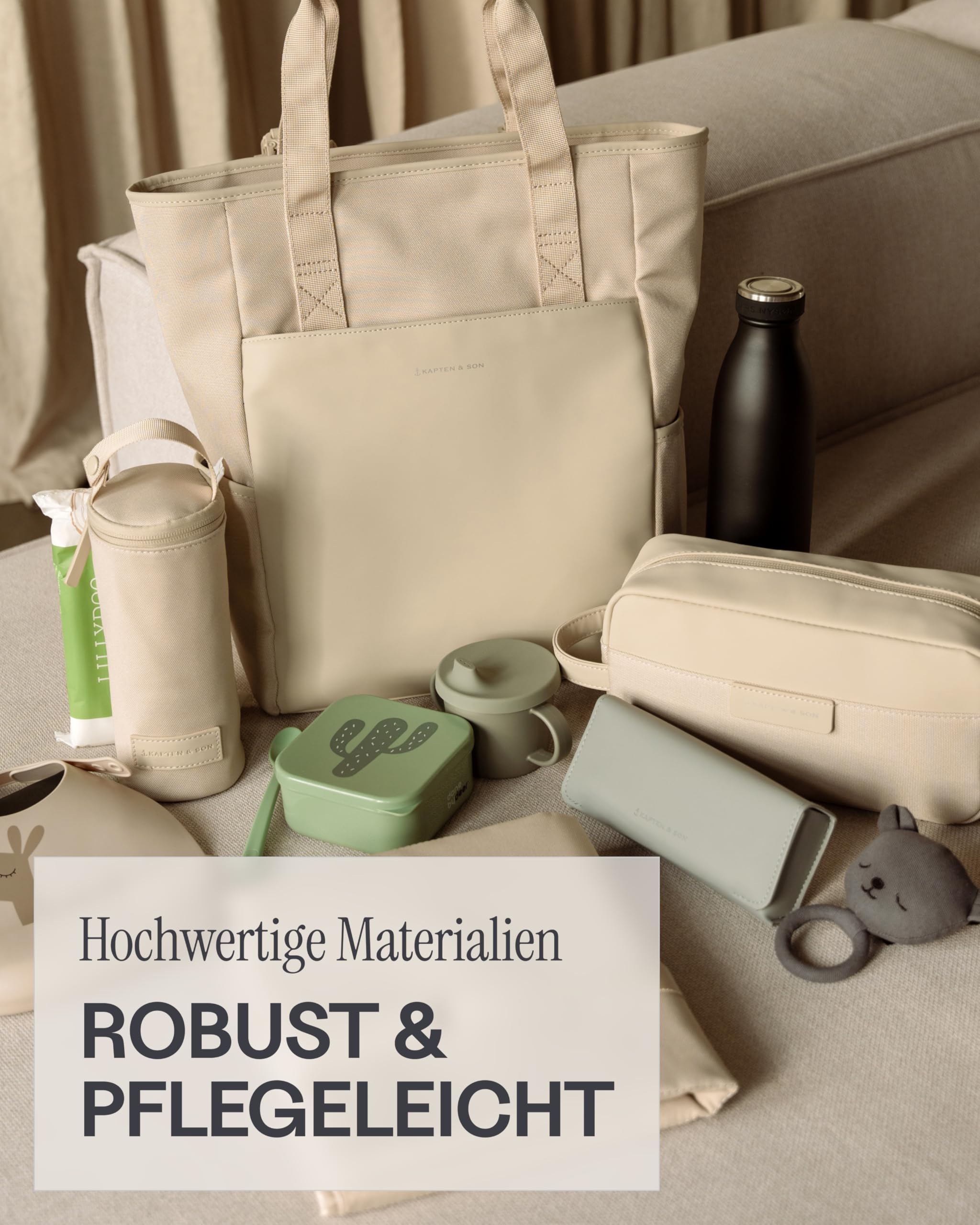 Kapten & Son Rucksack Lindby 18 L 2in1 Wickelrucksack Wickeltasche mit Kinderwagen- und Kofferbefestigung inklusive Kulturtasche Wickelunterlage isolierter Flaschenhalter
