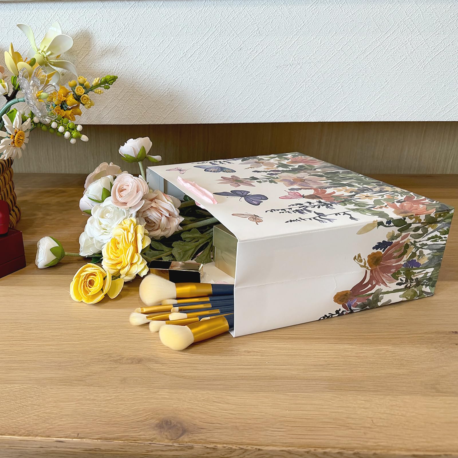 Große Rosafarbene Geschenktüte Mit Rosenmotiv – 33 Cm, Inkl. Grußkarte & Seidenpapier, Für Viele Anlässe