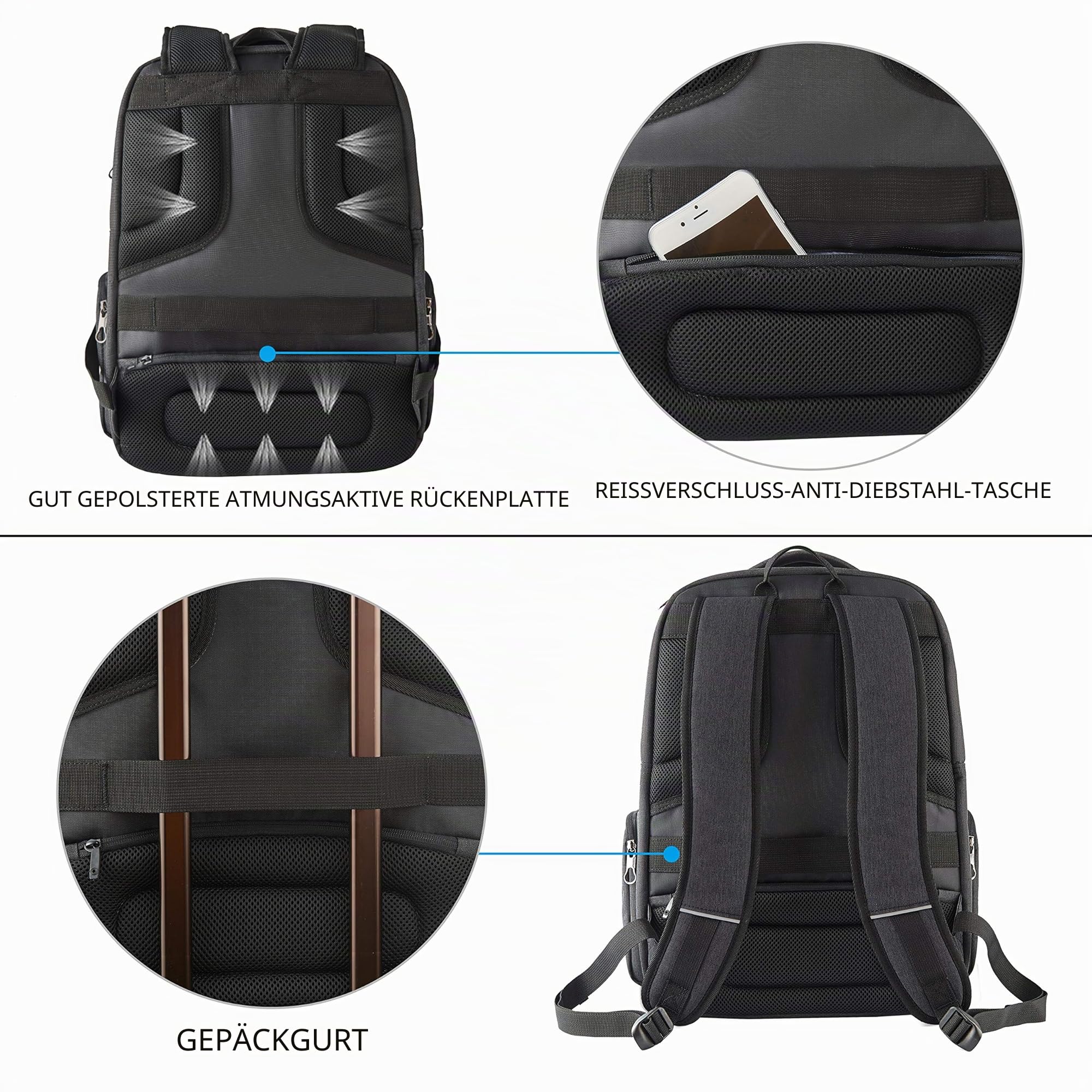 KROSER Laptop Rucksack 17-17,3'' Business Rucksack Schulrucksack