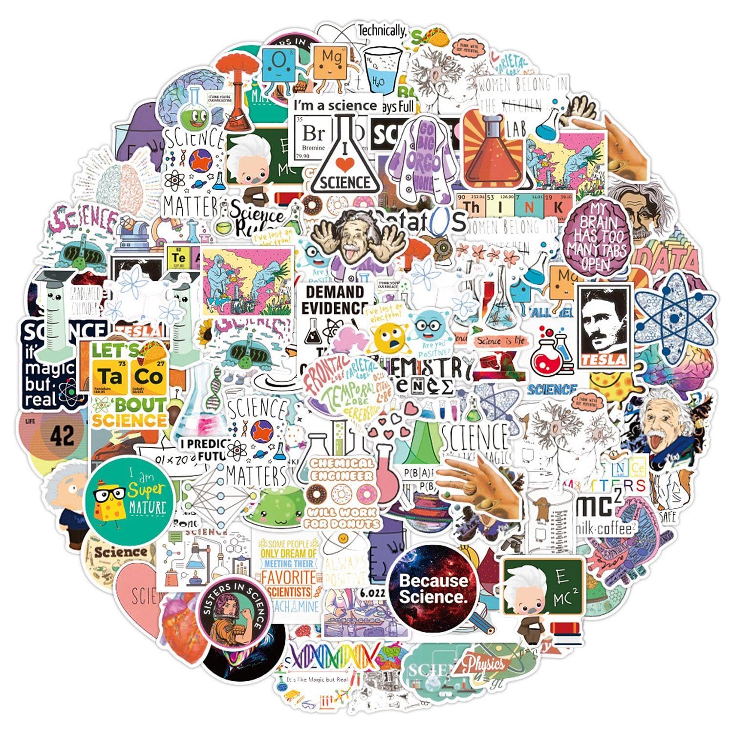 100 Adesivi da Laboratorio Scientifico, Adesivi Graffiti Personalizzati, Adesivi Decorativi per Desktop con Tazze per Notebook Fai da Te, Decorazioni Adesive Scientifiche
