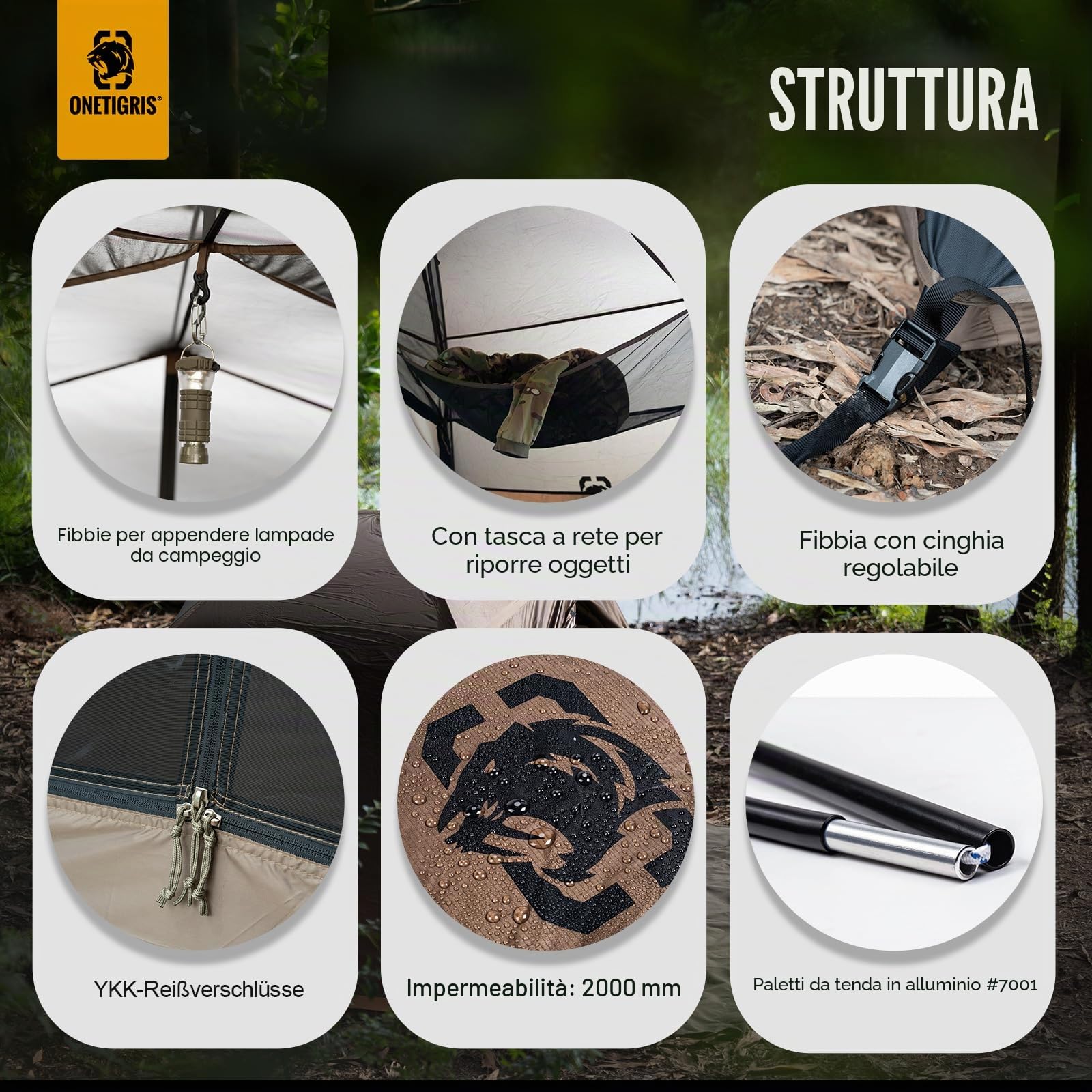 OneTigris COSMITTO 2.0 - Tenda da campeggio autoportante, leggera, impermeabile, 3 stagioni, per attività all'aperto, escursionismo, alpinismo