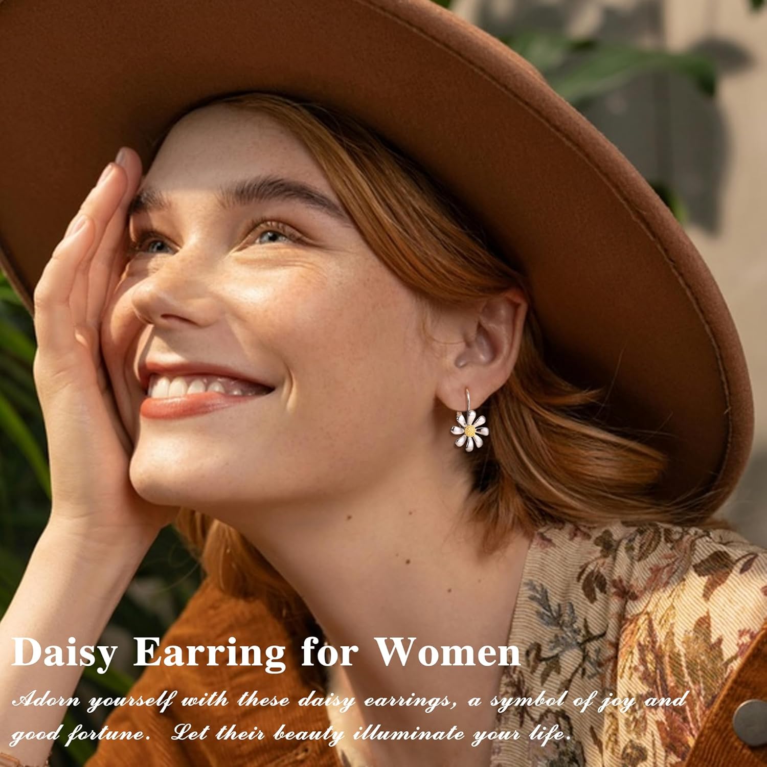 MILACOLATO 925 Sterling Silver Daisy Earrings 18K White Gold Plated Leverback Earrings Daisy Flower Drop Dangle Earrings Hypoallergenic Flower Jewelry Gifts for Women for Sensitive Ears Valentine's Day Mother's Day Jewelry Gifts - Image 3